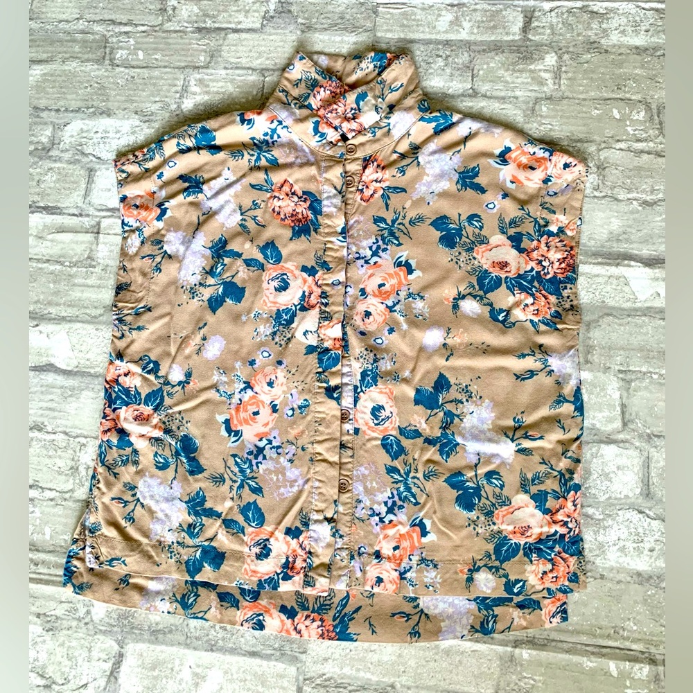 Floral Streetwear Society Collared Bottom Down Blouse
